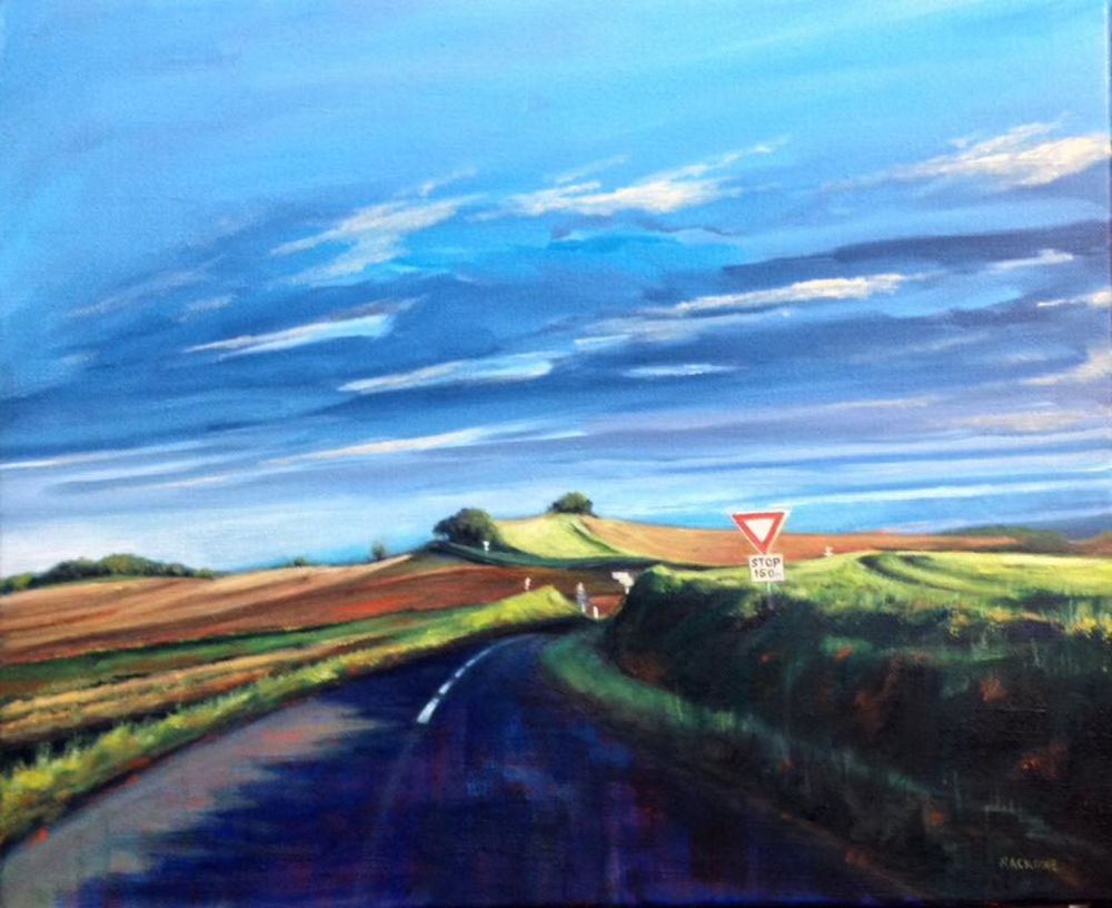 Country Crossroads -- painting by Amanda Rackowe
