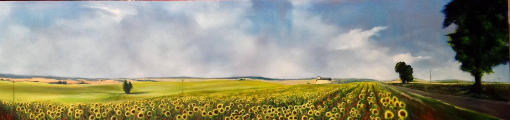 Silo and Sunflowers - painting by Amanda Rackowe
