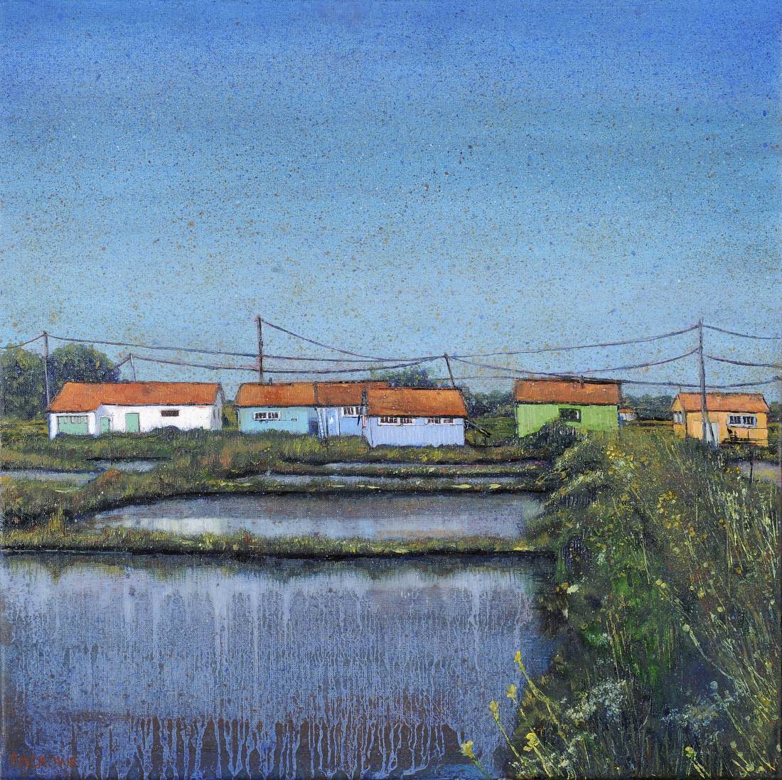 SIX CABANES - a painting of Oleron by Rackowe
