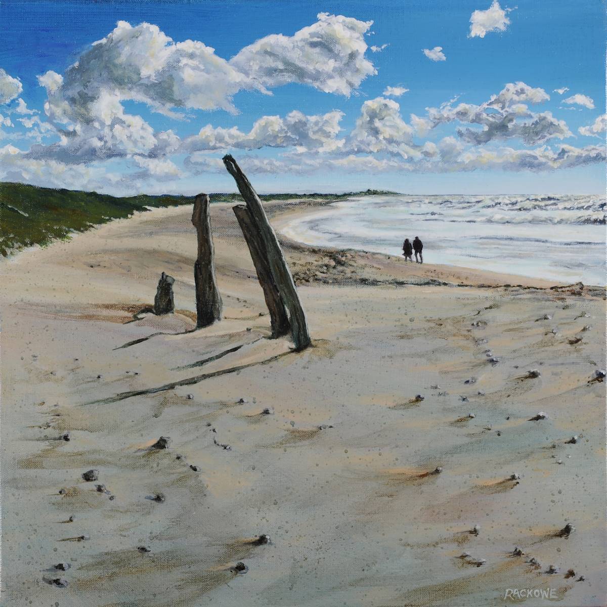 Bench Walk: a painting of Ile d'Oleron by Amanda Rackowe