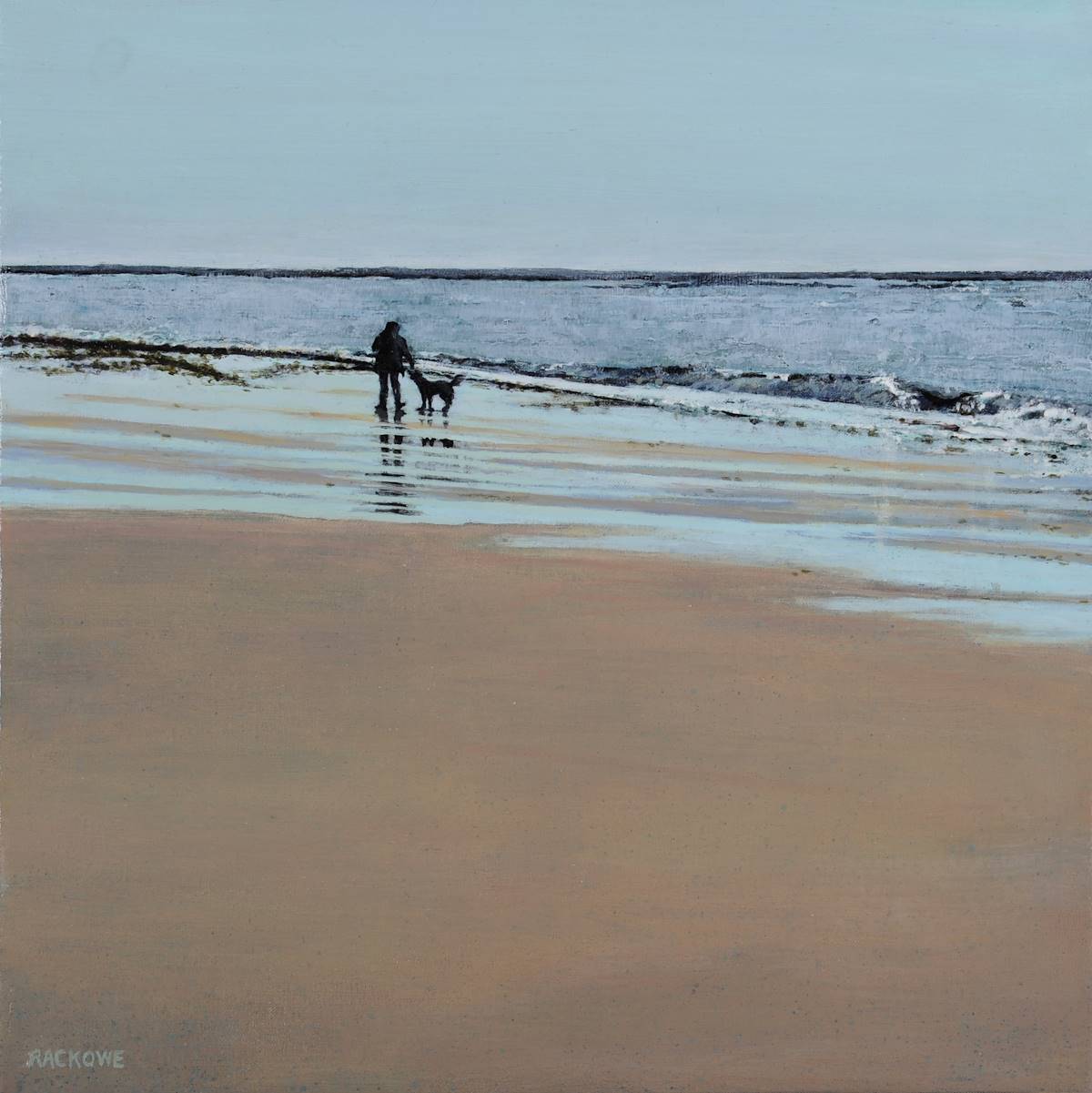 One woman and her dog: a painting of Ile d'Oleron by Amanda Rackowe