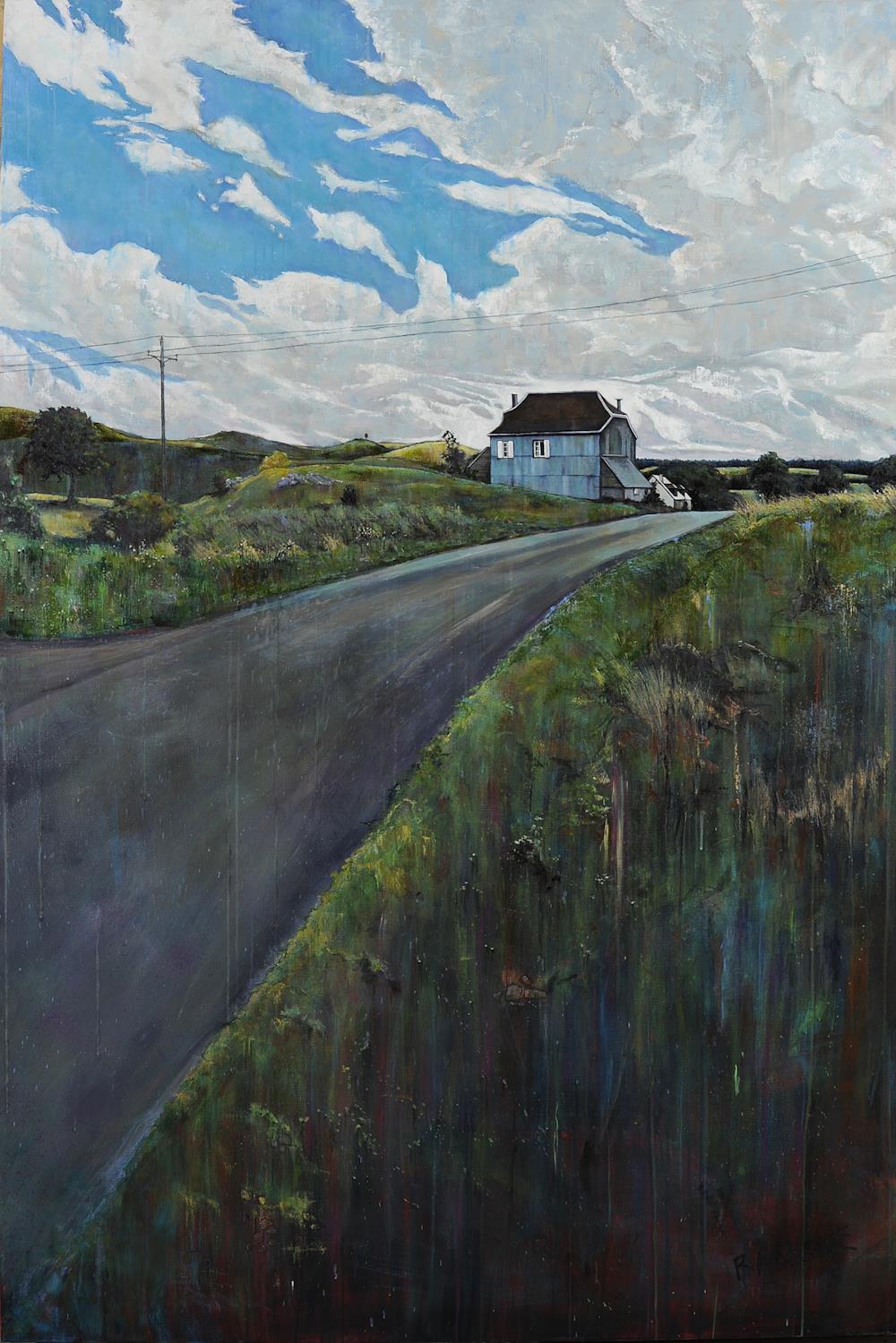 Blue House Open Spaces landscape painting by Amanda Rackowe