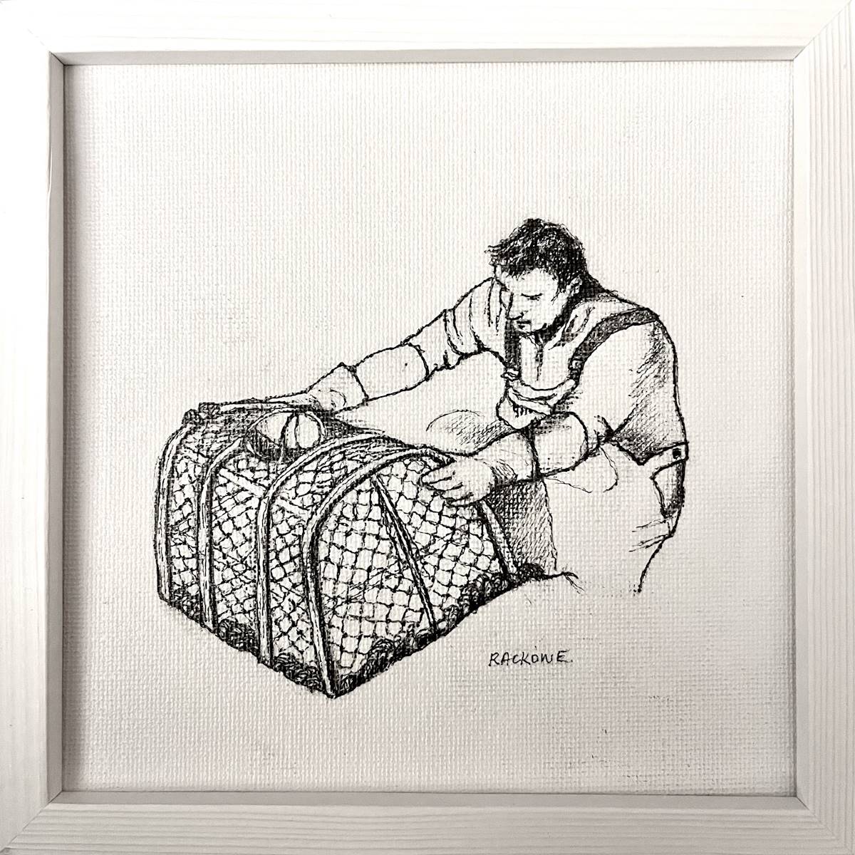 Fisherman and Lobster Pot - Pecheur et casiere à homards - Oléron paintings - Amanda Rackowe