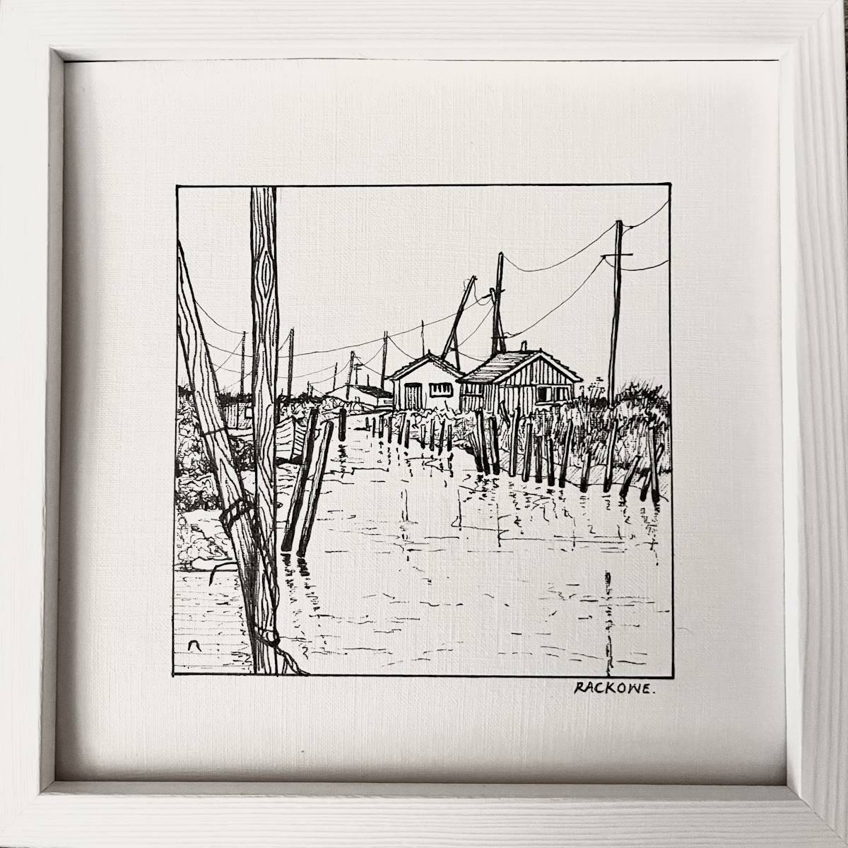 Le Chenal de La Baudissiere - ink - Oléron paintings - Amanda Rackowe