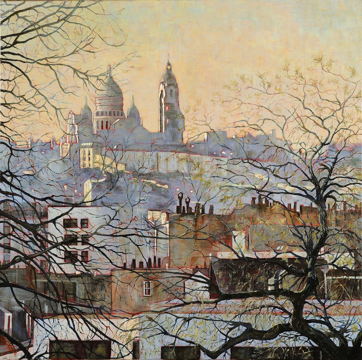 Through the Trees - Paris paintings Montmatre Sacre Coeur Amanda Rackowe