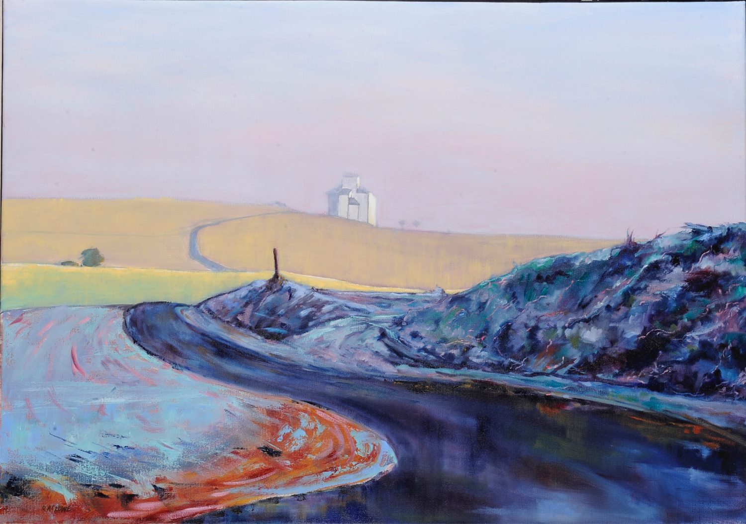 towards the silo- painting by Amanda Rackowe